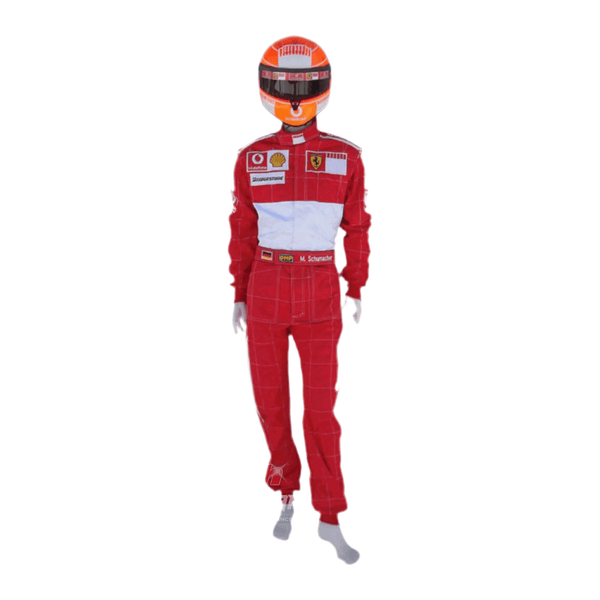 2006 Michael Schumacher "Bar Code" Ferrari F1 Embroidered Racing Suit – Iconic Formula 1 Replica - Speedxcrafts