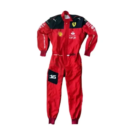 2023 Charles Leclerc Scuderia Ferrari F1 Embroidered Racing Suit - Official Team Gear