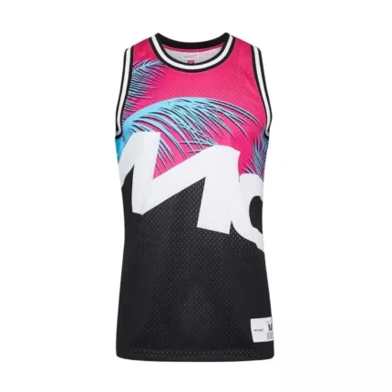 MIAMI GRAND PRIX MESH TANK - MITCHELL & NESS - BLACK/PINK