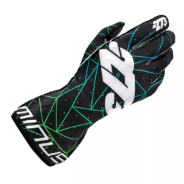 POLY EVO Black/Green/Cyan performance cycling gloves with breathable poly-spandex and silicone grip