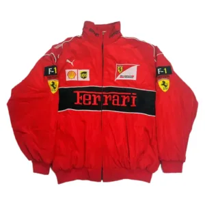 Vintage Ferrari Racing Embroidery Stylish Winter F1 Jacket