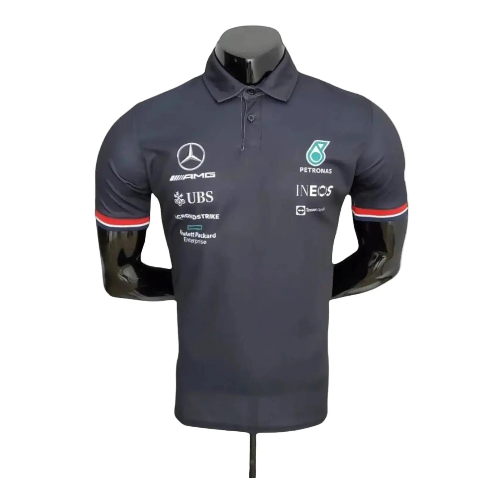 2022_Mercedes_Formula_One_Polo_Shirt-001.jpg 2022 Mercedes Formula One Polo Shirt – Black – SpeedX Racegear product photo