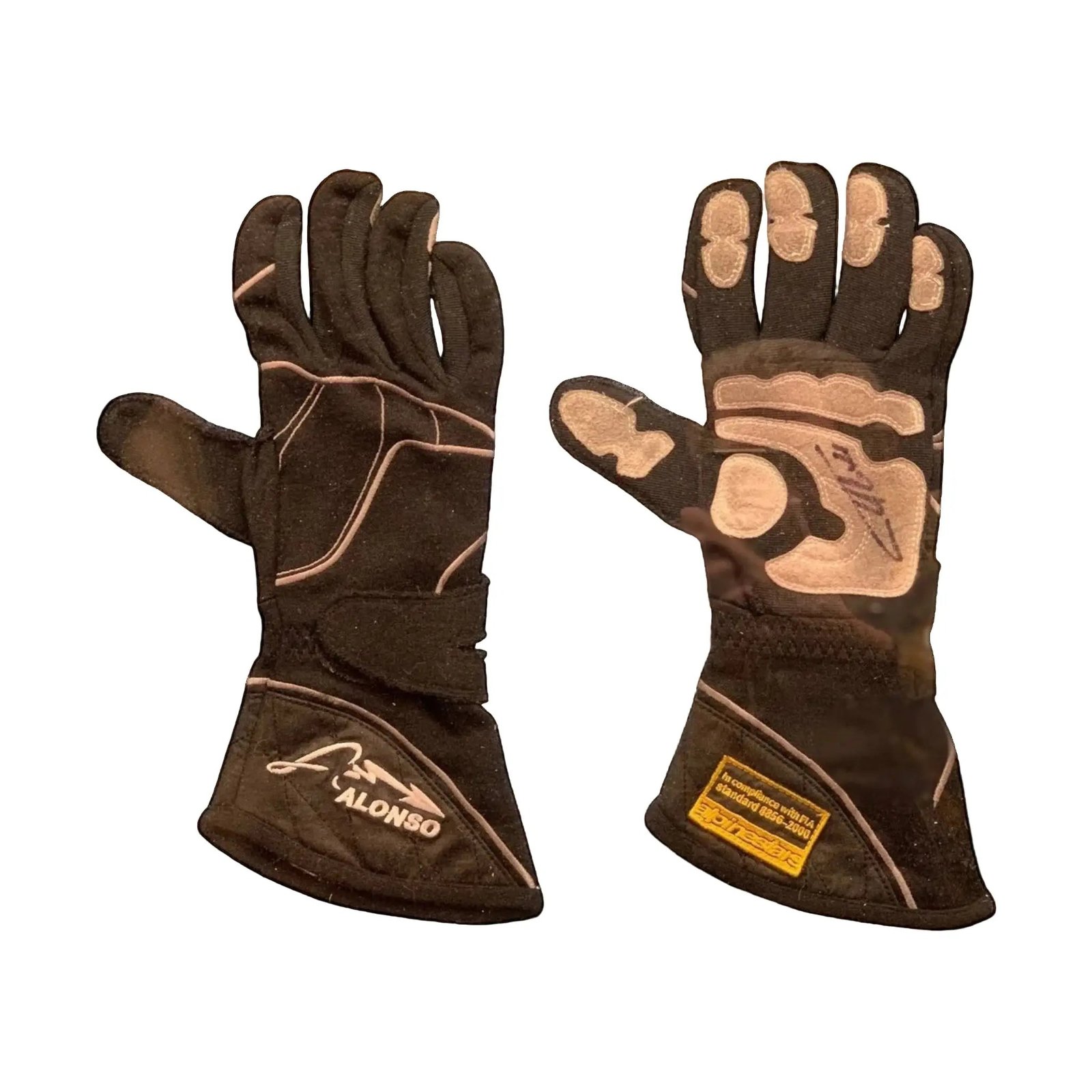 2016_Fernando_Alonso_gloves_race_used_gloves_signed-001.jpg 2016 Fernando Alonso Formula 1 Replica Racing Gloves – SpeedX Racegear product photo