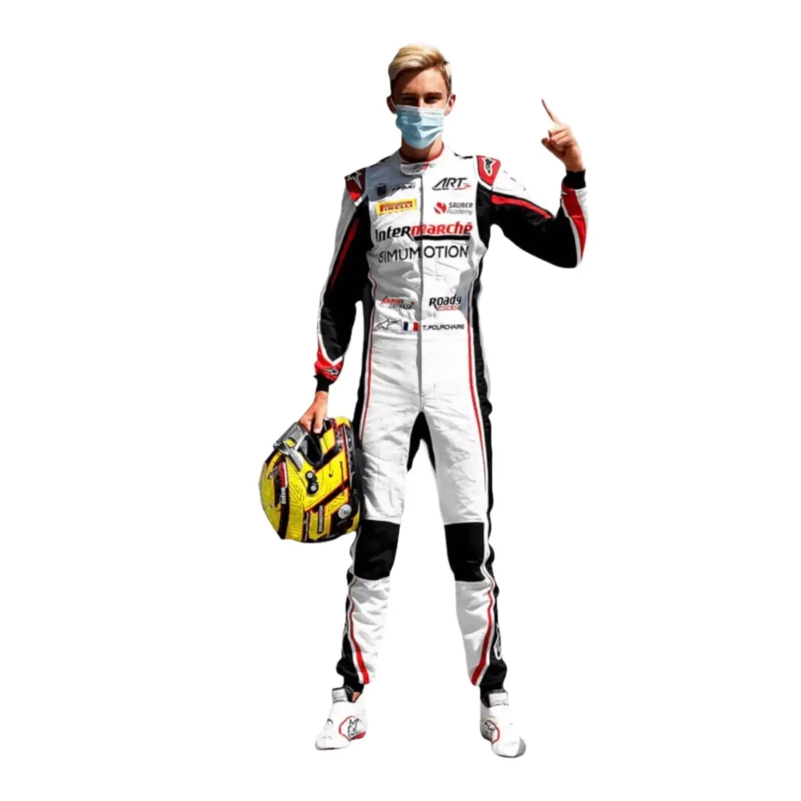 2022_Formula_2_Theo_Pourchaire_Suit_001.jpg 2022 Formula 2 Théo Pourchaire Suit – SpeedX Racegear product photo
