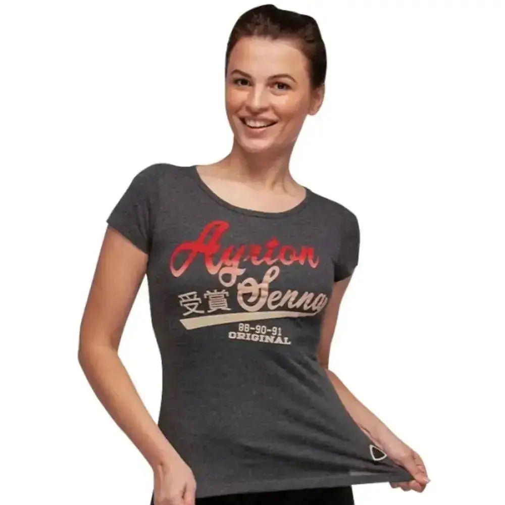 Ayrton Senna Ladies T-Shirt Vintage Grey – SpeedX Racegear product photo