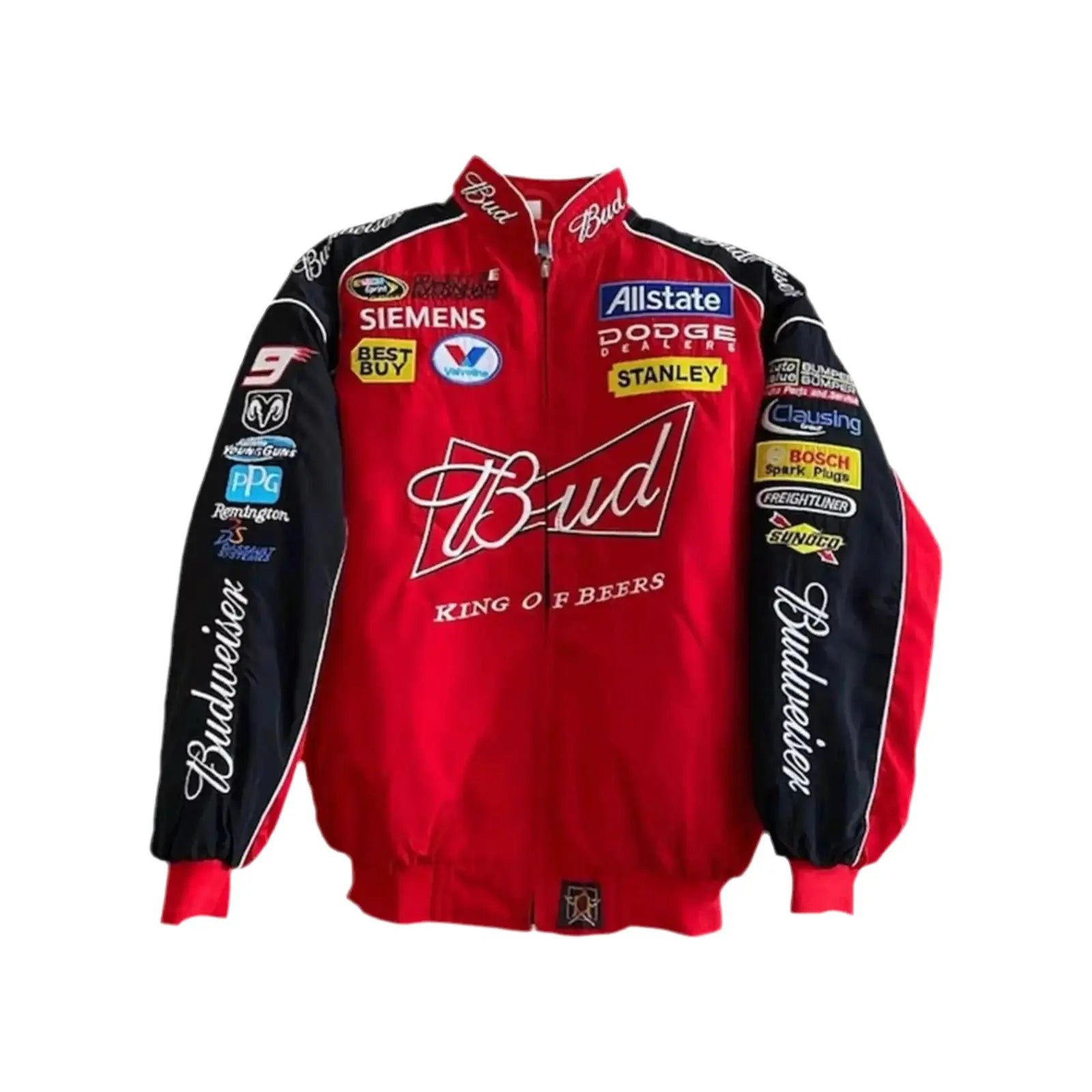 Budweiser_Black_F1_Retro_Racing_Jacket.jpg Budweiser Black F1 Retro Racing Jacket – SpeedX Racegear product photo