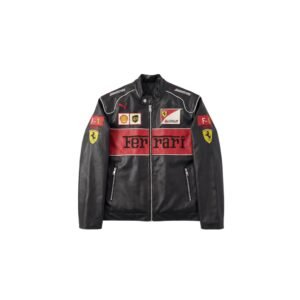 Ferrari F1 Vintage Leather Jacket – Red Edition – SpeedX Racegear product photo