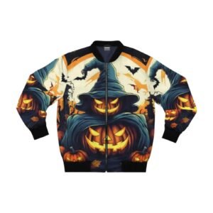Halloween Jack O’ Lantern Unisex Bomber Jacket – Festive Apparel – SpeedX Racegear product photo