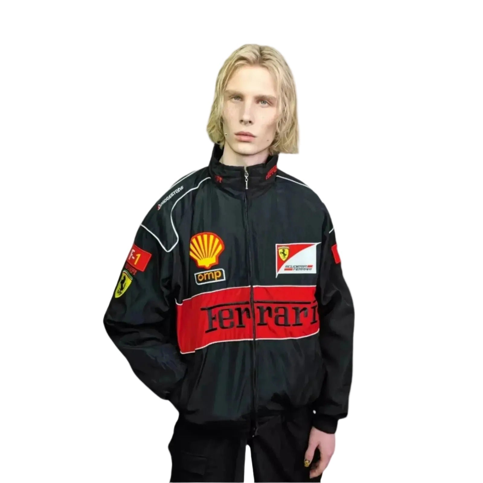 Multi_Patch_Ferrari_F1_Racing_Jacket.jpg Multi Patch Ferrari F1 Racing Jacket – SpeedX Racegear product photo